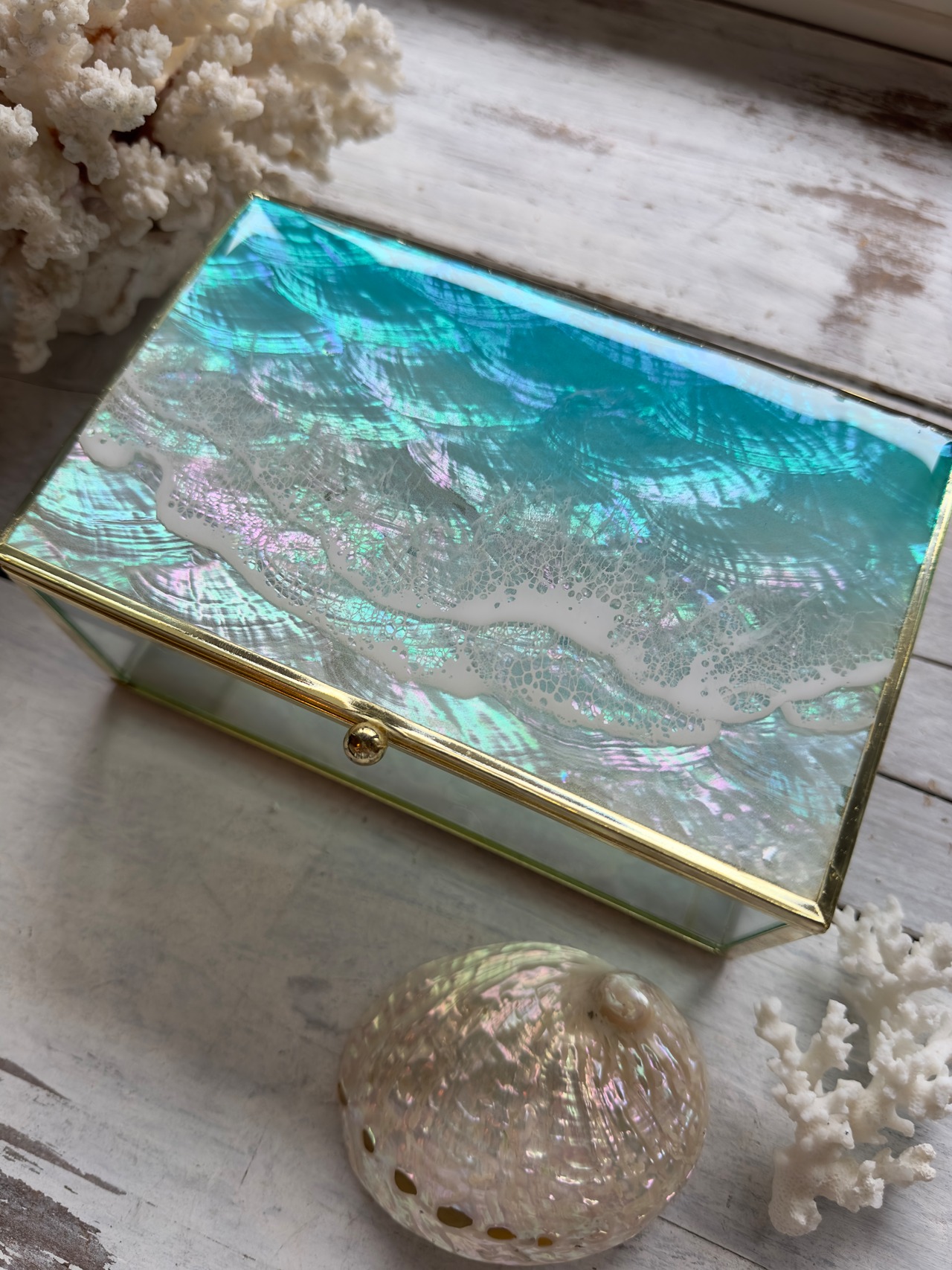 受注生産＞海のガラス BOX ターコイズブルー【Sea Naluaオリジナル  