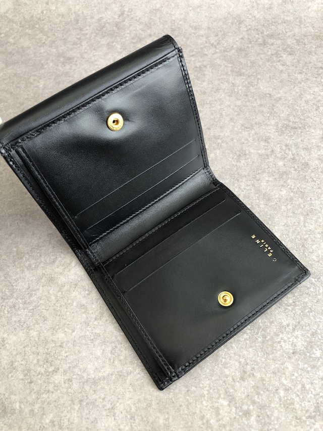 CELINE セリーヌ マカダム 財布 ブラック ブラゾン型押し PVCレザー 財布 2つ折り財布 vintage ヴィンテージ オールド sgwg3a