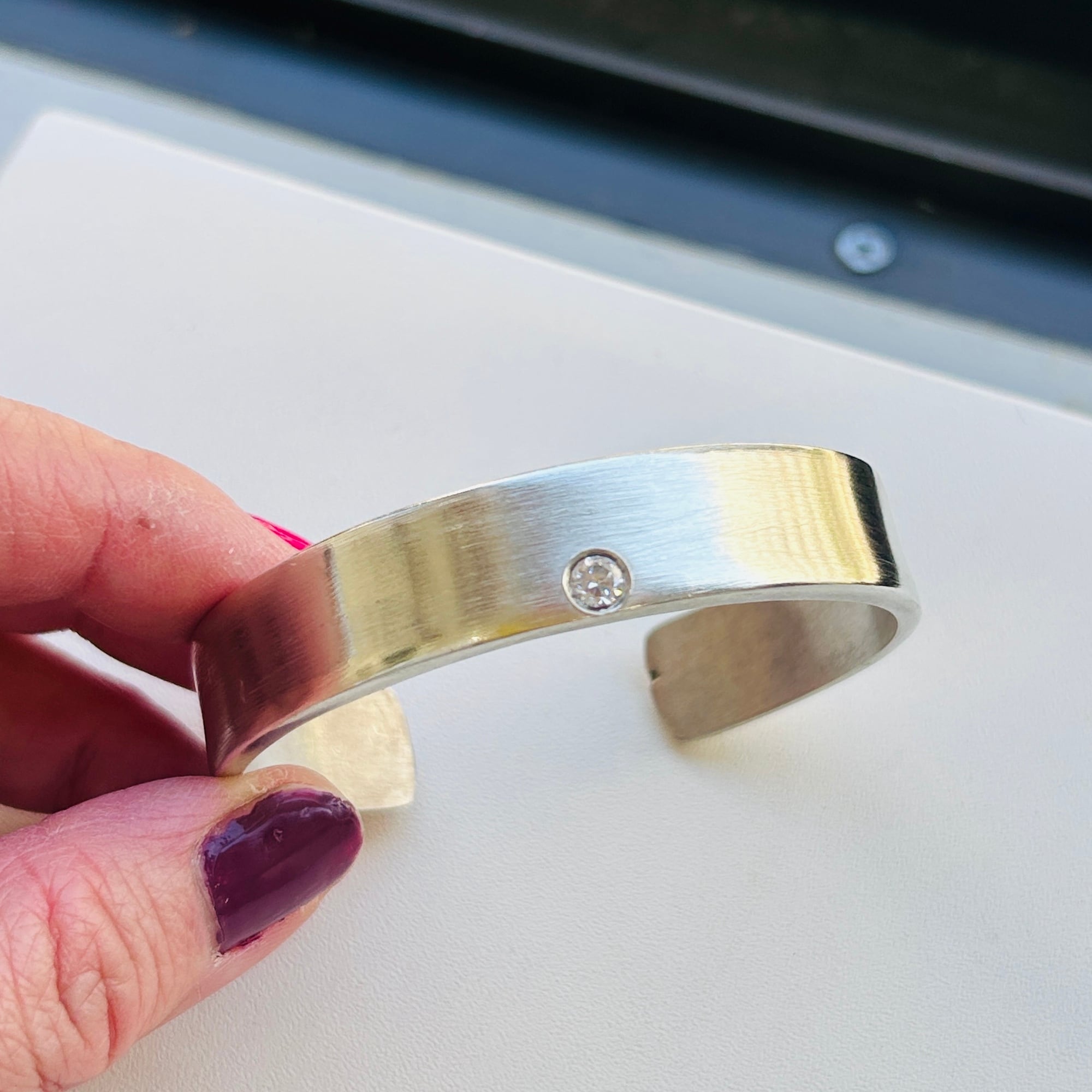 シルバー925 クリアCZセミマットバングル | Milo Antiques & Vintage