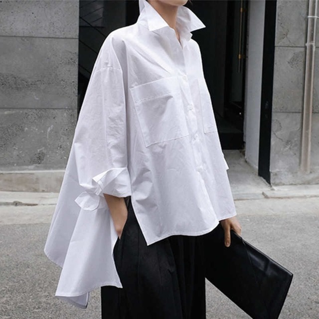 【TR3030】〈Unisex〉Asymmetrical Loose Shirt