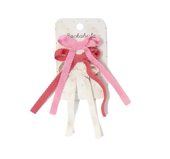 H2549M:Scalloped Bow Tie Clips 3 pack-MULTI