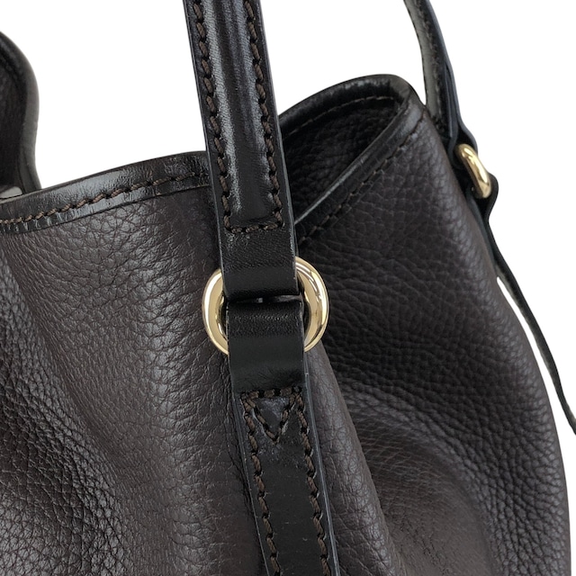 BURBERRY バーバリー ショルダーバッグ ダークブラウン ロゴ レザー ホーボーバッグ vintage ヴィンテージ オールド czmhjj