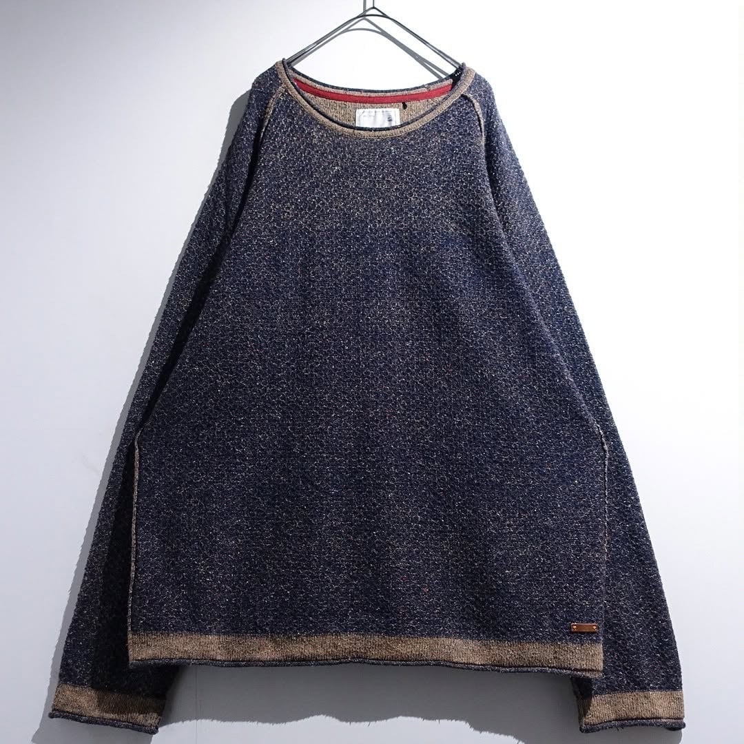 EURO Blue Nep Fabric Roll Rib Design Knit