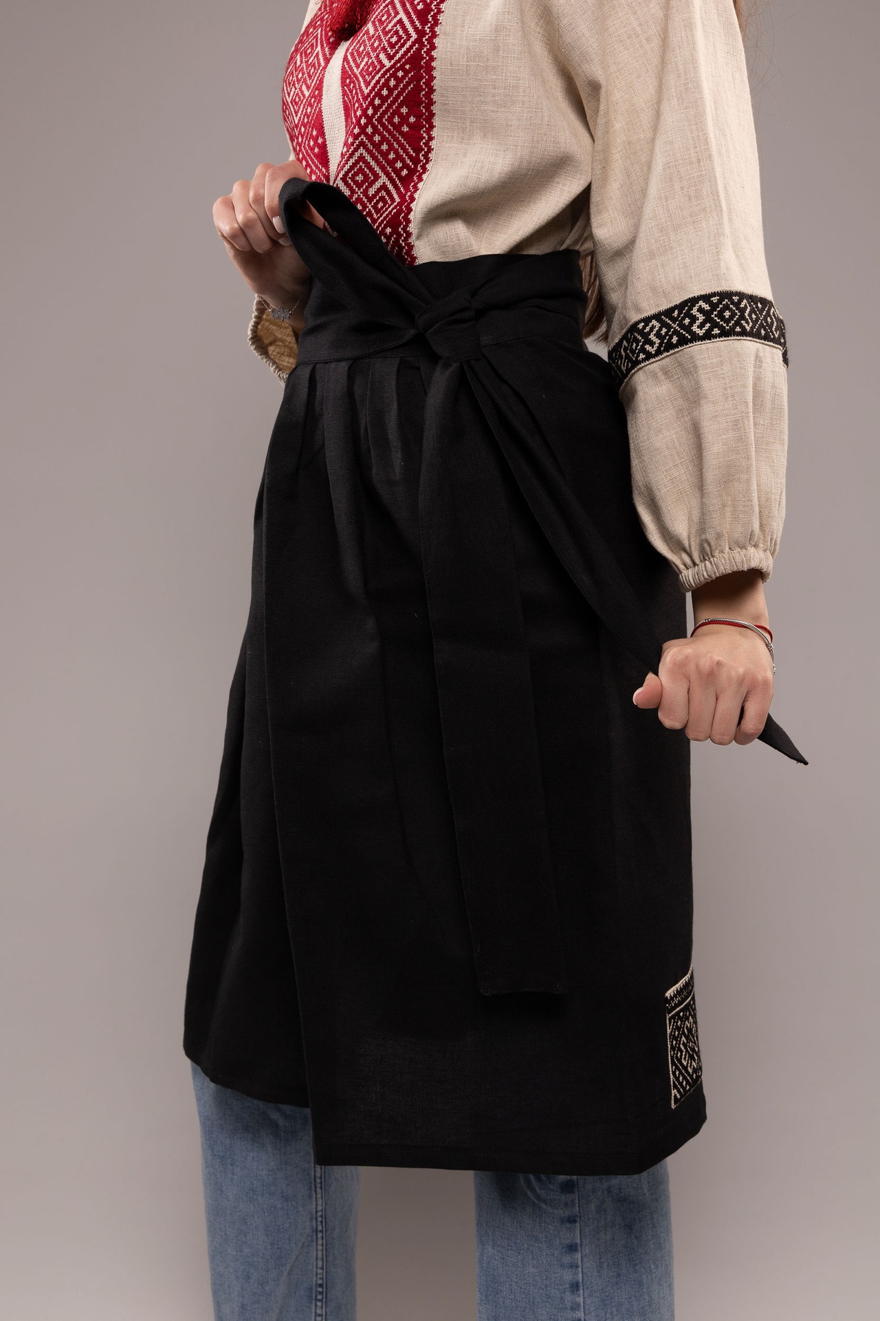 ウクライナ手刺繍入り腰掛スカート　レディース・フリーサイズ - 5