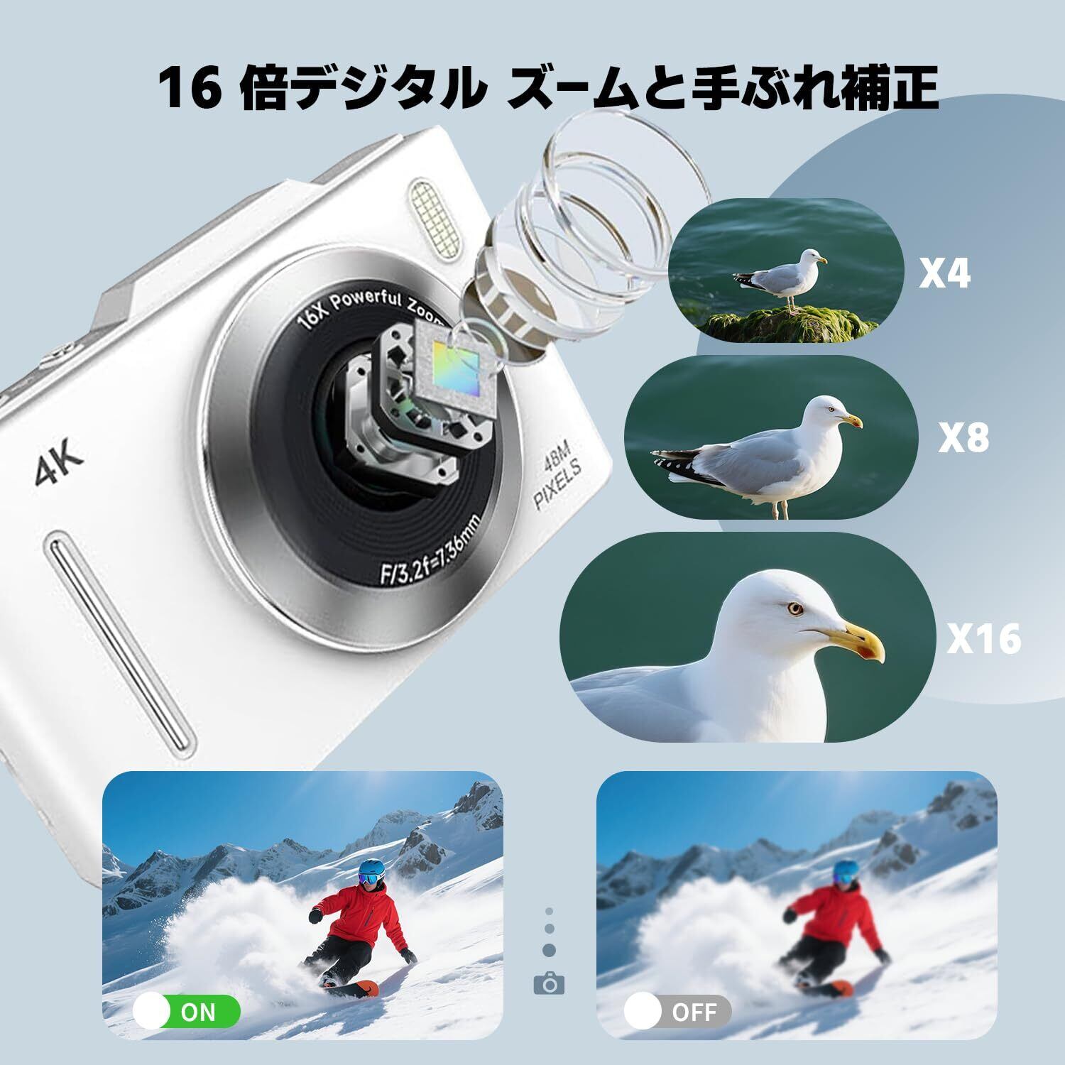 4Kデジタルカメラ 30FPS 6800万画素 32GB SDカード付属 Amazon | デジタルカメラ 4K対応小型 30FPS、6800万画素の