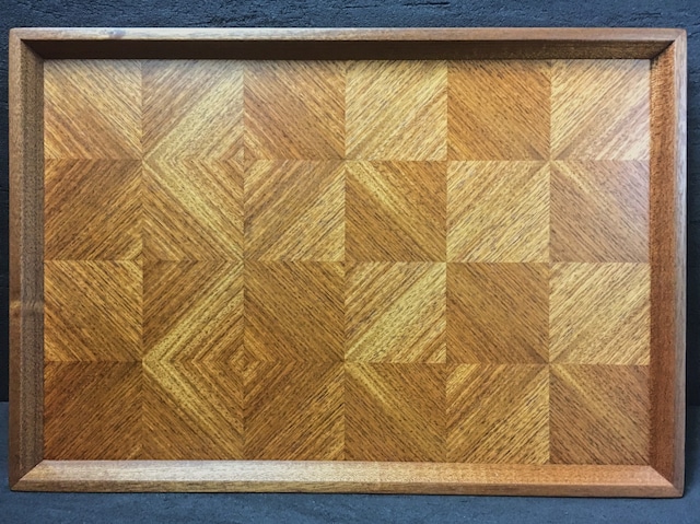 mahogany　checker tray　長手盆　0015