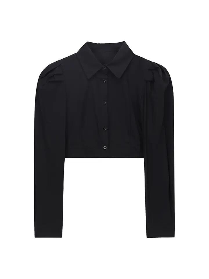 3size / ショート丈ブラックシャツ