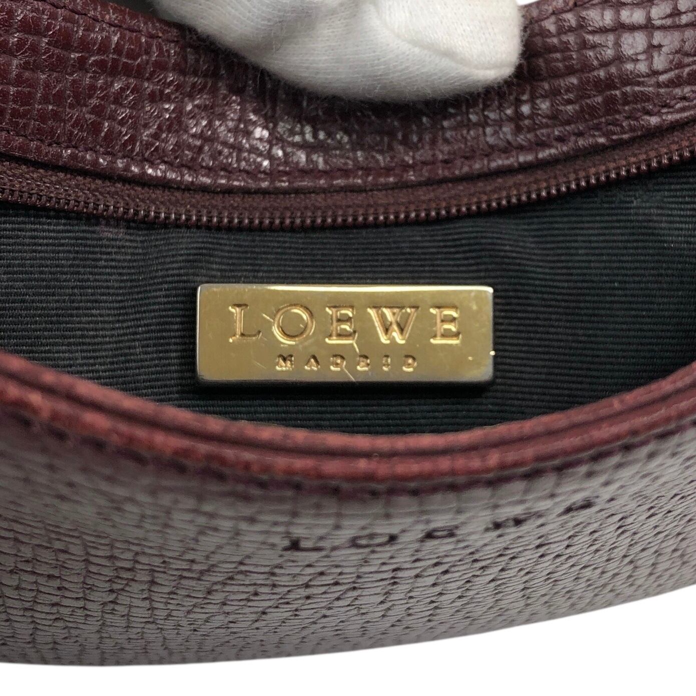 LOEWE ロエベ ハンドバッグ ボルドー ロゴ レザー 型押しレザー ミニ