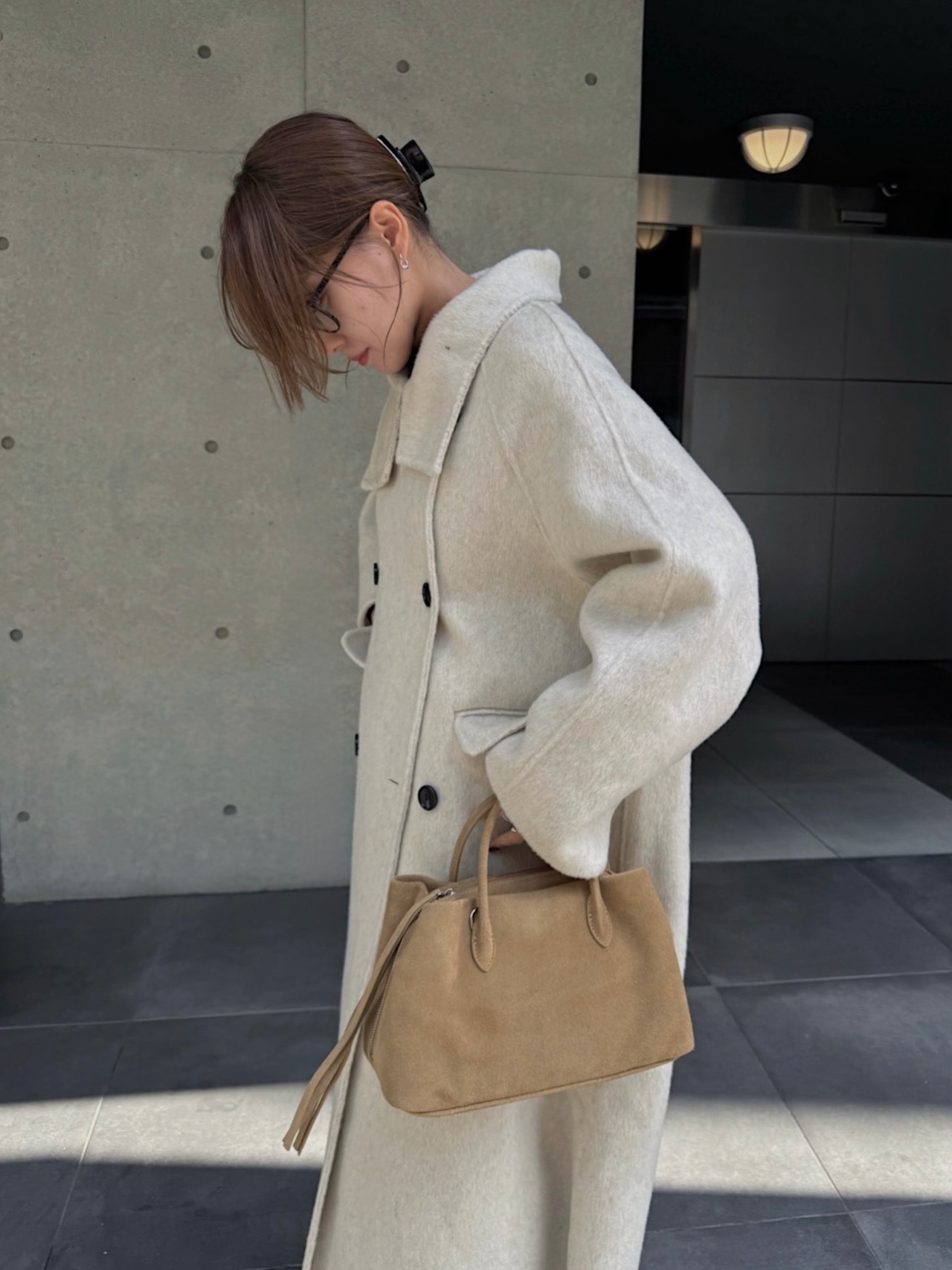 collar change soft wool long coat