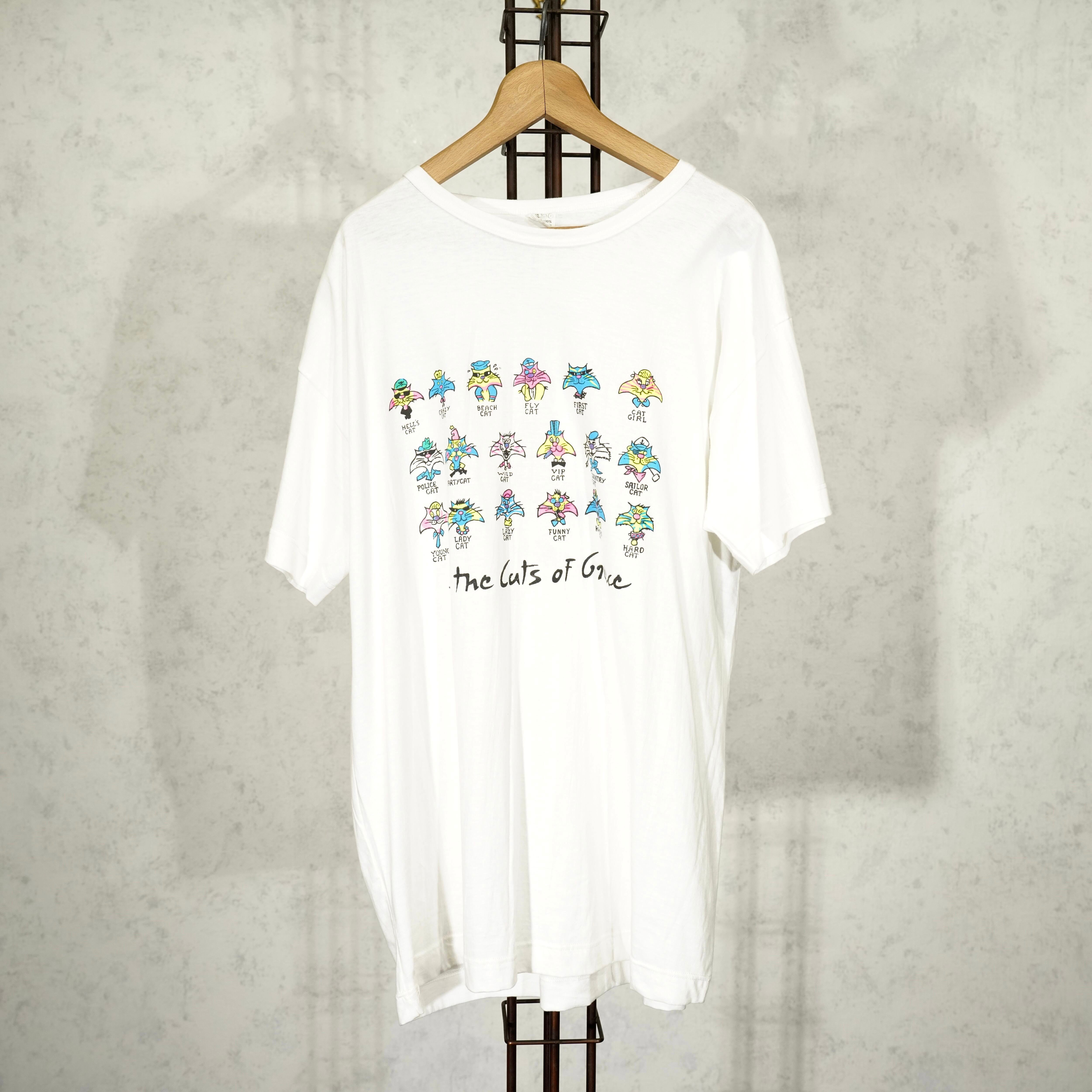 EU VINTAGE MANY DIFFERENT CATS PRINT DESIGN T SHIRT/ヨーロッパ古着 