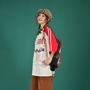 C2アメリカン英字ロゴラグラン半袖Tシャツ