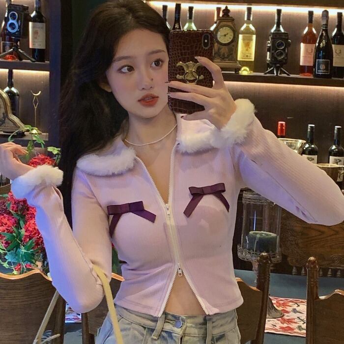 ニットセーター スプリングオータムジッパー長袖スリーブトップス ロング 春物 秋物 1号婦人8527341366