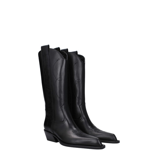 【新品】OFF-WHITE オフホワイト レディース ブーツ レザー ブラック OWIE041LEA0011010