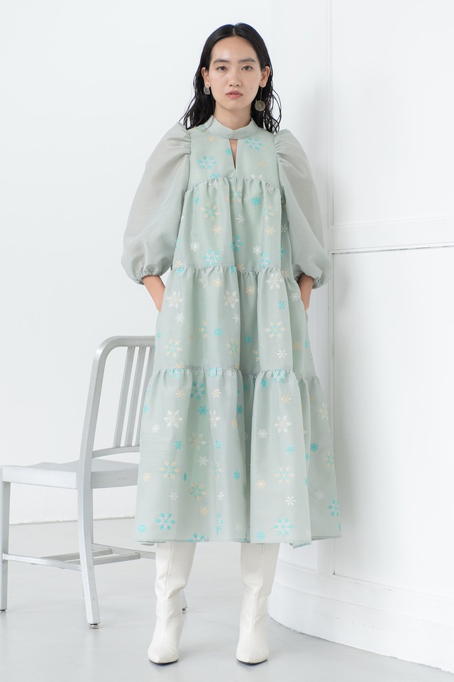 Pearl Lace BoxCollar Combi Dress BEIGE | Arobe OFFICIAL ONLINE STORE 