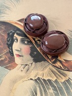 Japanese Vintageボタン ブラウン オーバル型 カボション コード 21mm アクセサリーパーツ デコレーション材