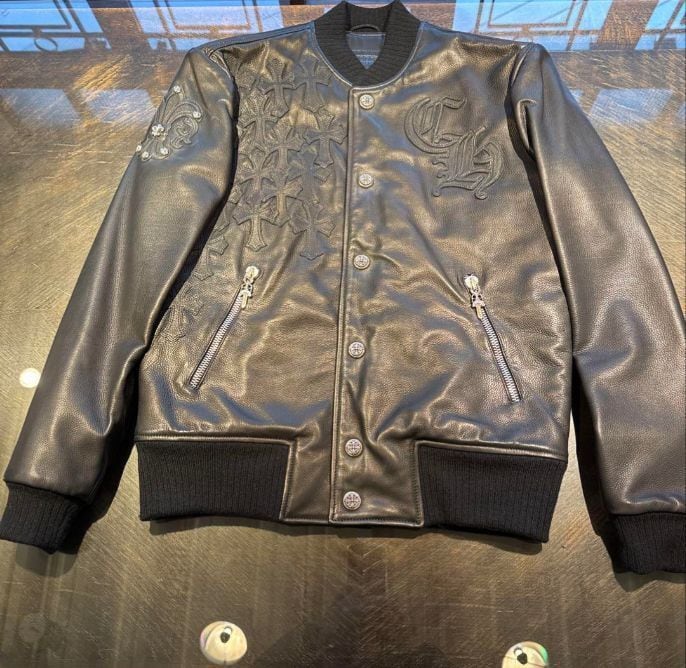 CHROME HEARTS クロムハーツ オールレザーレターマン ジャケット スペシャルオーダー品