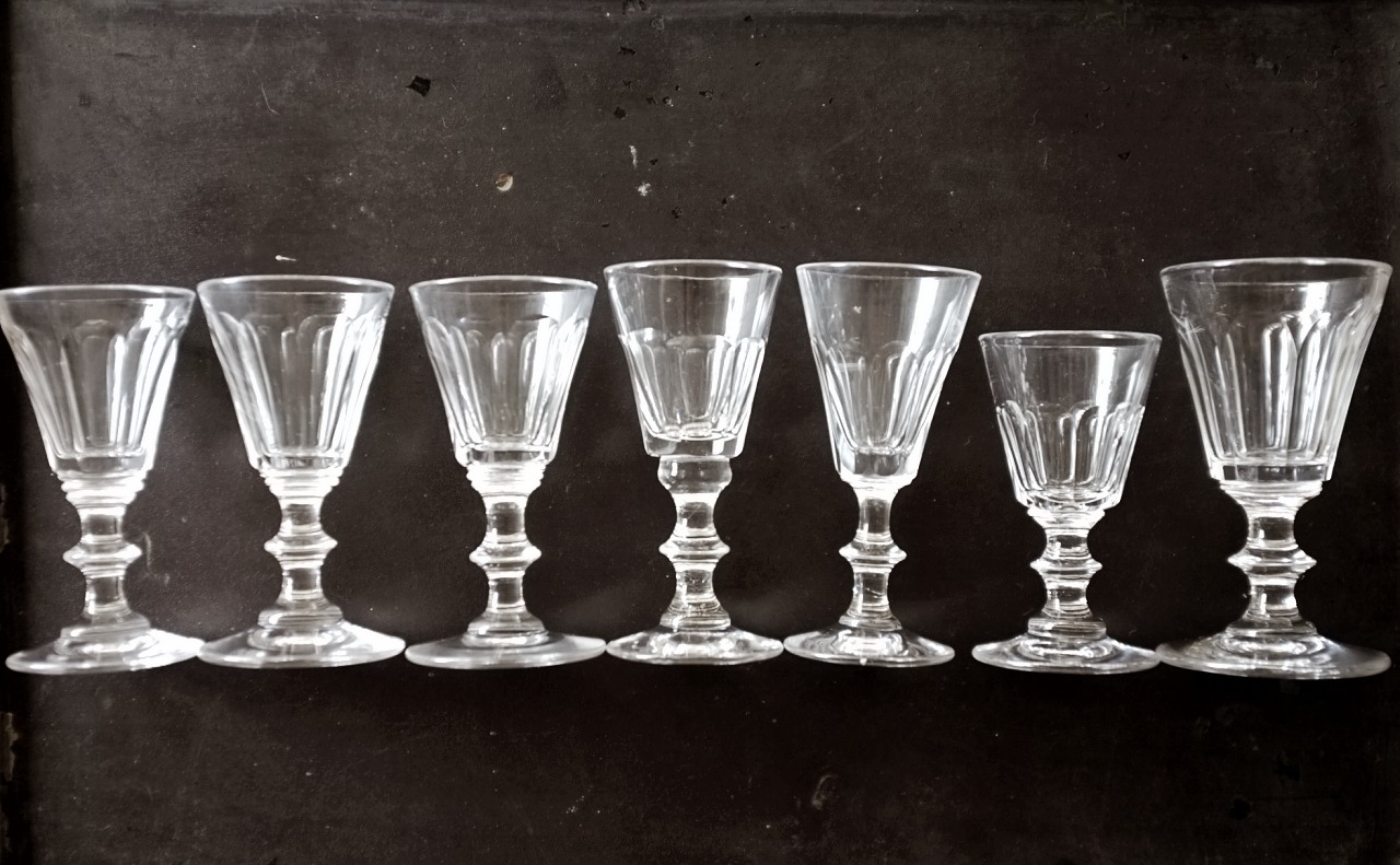 19世紀 フランス 透明の不自由 物憂いクリスタルグラスc アンティーク