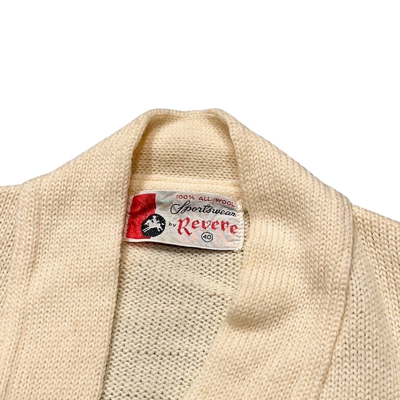 60's Revere Lettered Cardigan / レタードカーディガン 無地 古着