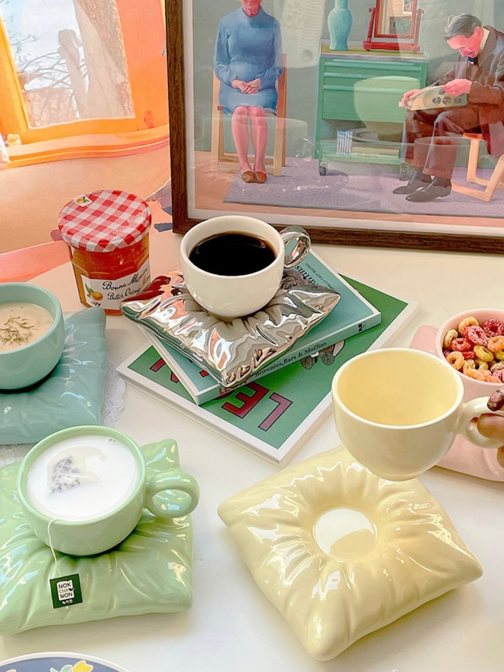 ファイヤーキング ブルー チャーム カップ & ソーサー 4客セット