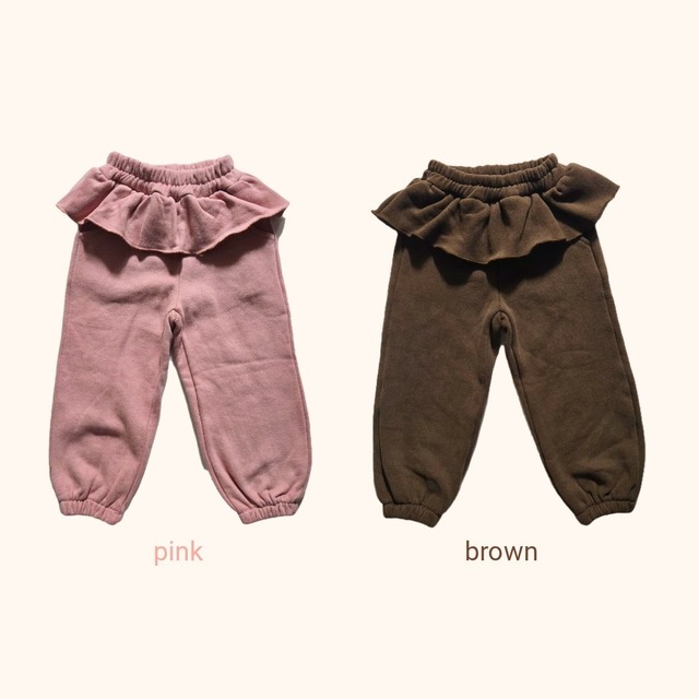 【取寄】bymimi｜frill jogger pants｜フリルジョガーパンツ｜S-JM｜kids&jr｜25 winter