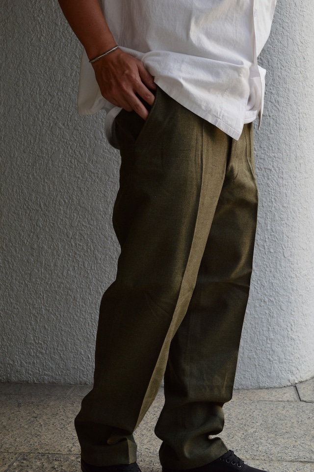 Bergian Army ABL 1968's PVBA BEGETEX社 HeavWool Gabardine Slacks Dead Stock Wool Trouser ベルギー軍 ウールスラックス ダークオリーブ