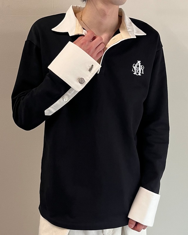 【26/AW Oscar Ouyang】Black french cuff polo shirt