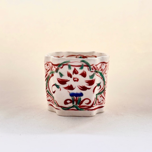 志野赤絵花鳥飯碗(大)【榛澤宏】