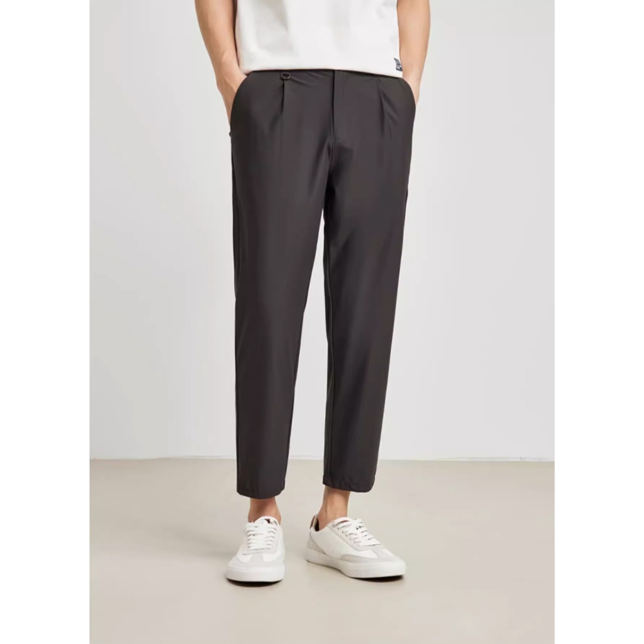 ノープリーツストレートカジュアル クロップドパンツ af0284