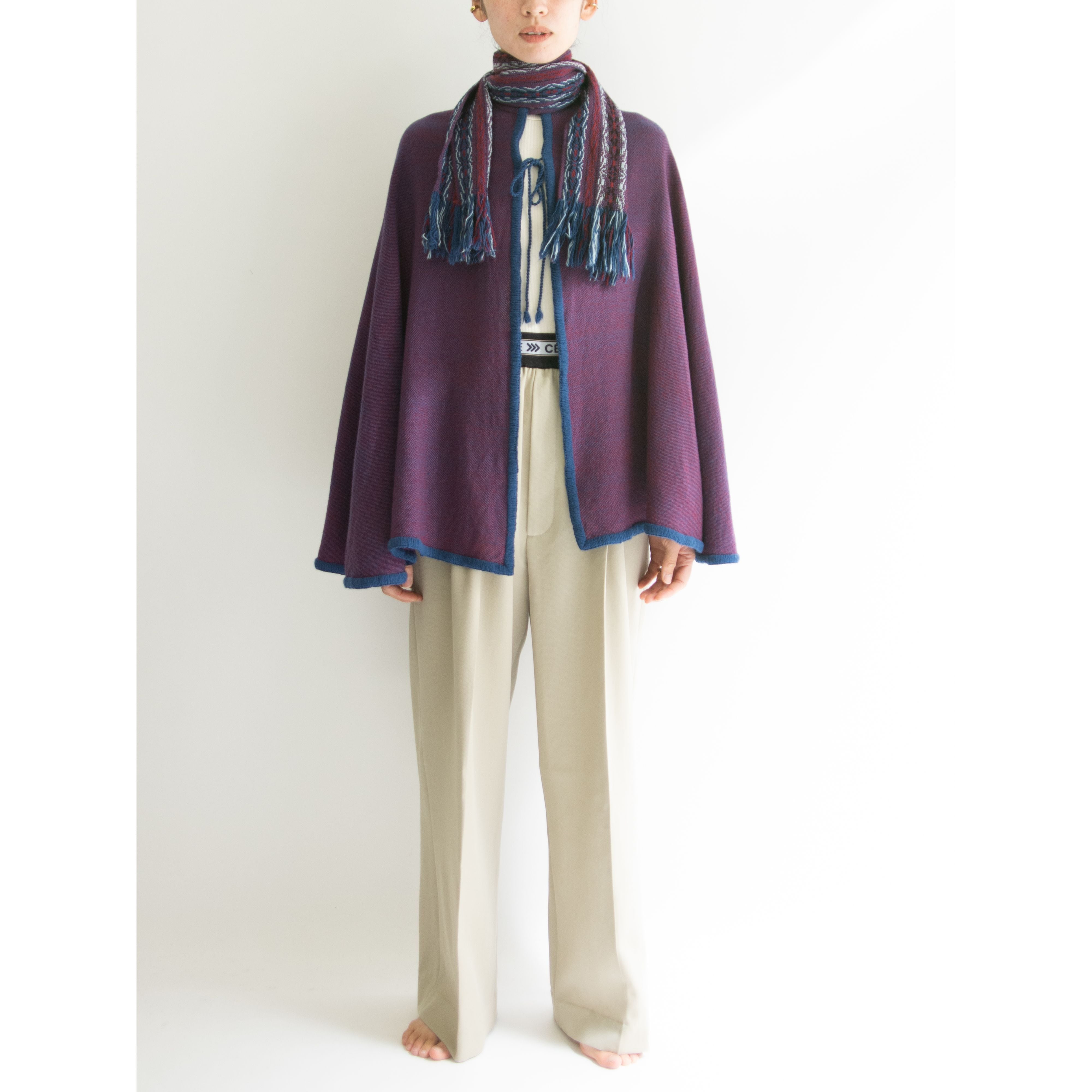 【The Spinning Wheel】Made in England 60-70's Handwoven Wool Cape（英国製 ハンドウーブン ウールケープ）