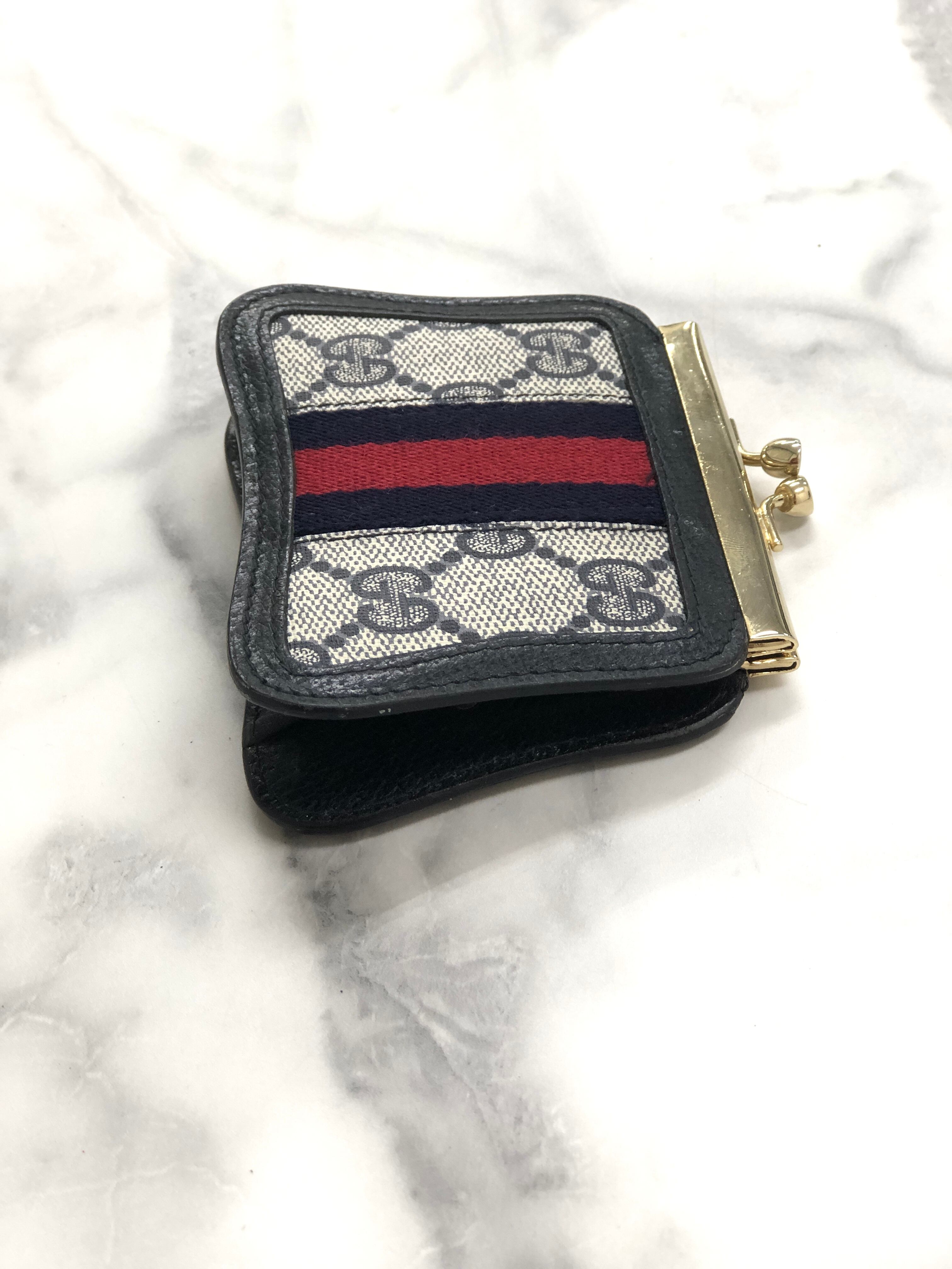 GUCCI グッチ GG柄 シェリーライン キャンバス がま口 財布 ブラック vintage ヴィンテージ オールド pegky5 |  VintageShop solo powered by BASE