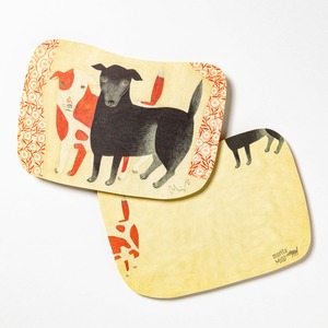 moritaMiW/MiWポストカード/黒犬チョークと赤斑犬のテンM-67403-00-1