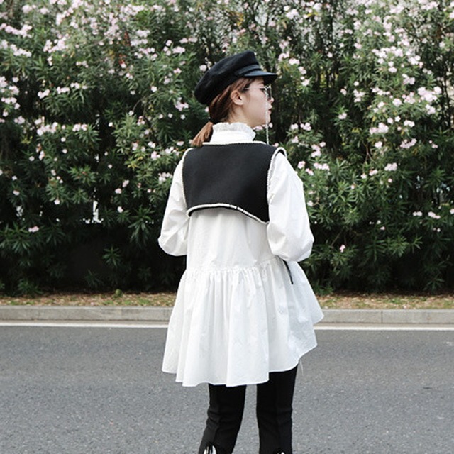 大人 モード系 シャツ ペプラム ネックギャザー Dressy ストリート系 大人増し オルチャン 10代 代 モード系ファッション専門店 With U