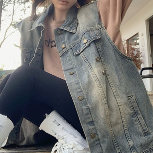 オーバーサイスデニムベスト    00052