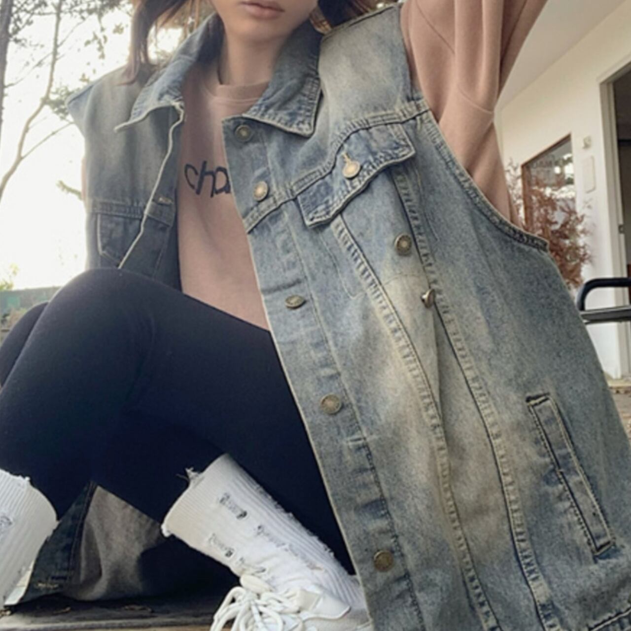 オーバーサイスデニムベスト 00052