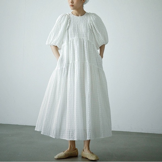 Gingham Check Volume ワンピース [26010428]