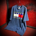 90s USA製 TOMMY HILFIGER ロゴTシャツ ネイビー トミー