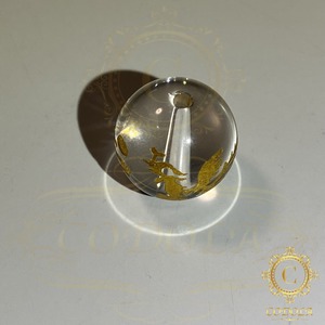 水晶　AAA　朱雀　金彫　彫り物　1粒売り　サンスクリット　12ｍｍ　パワーストーン　クオーツ　数珠　ビーズ　天然石　高品質