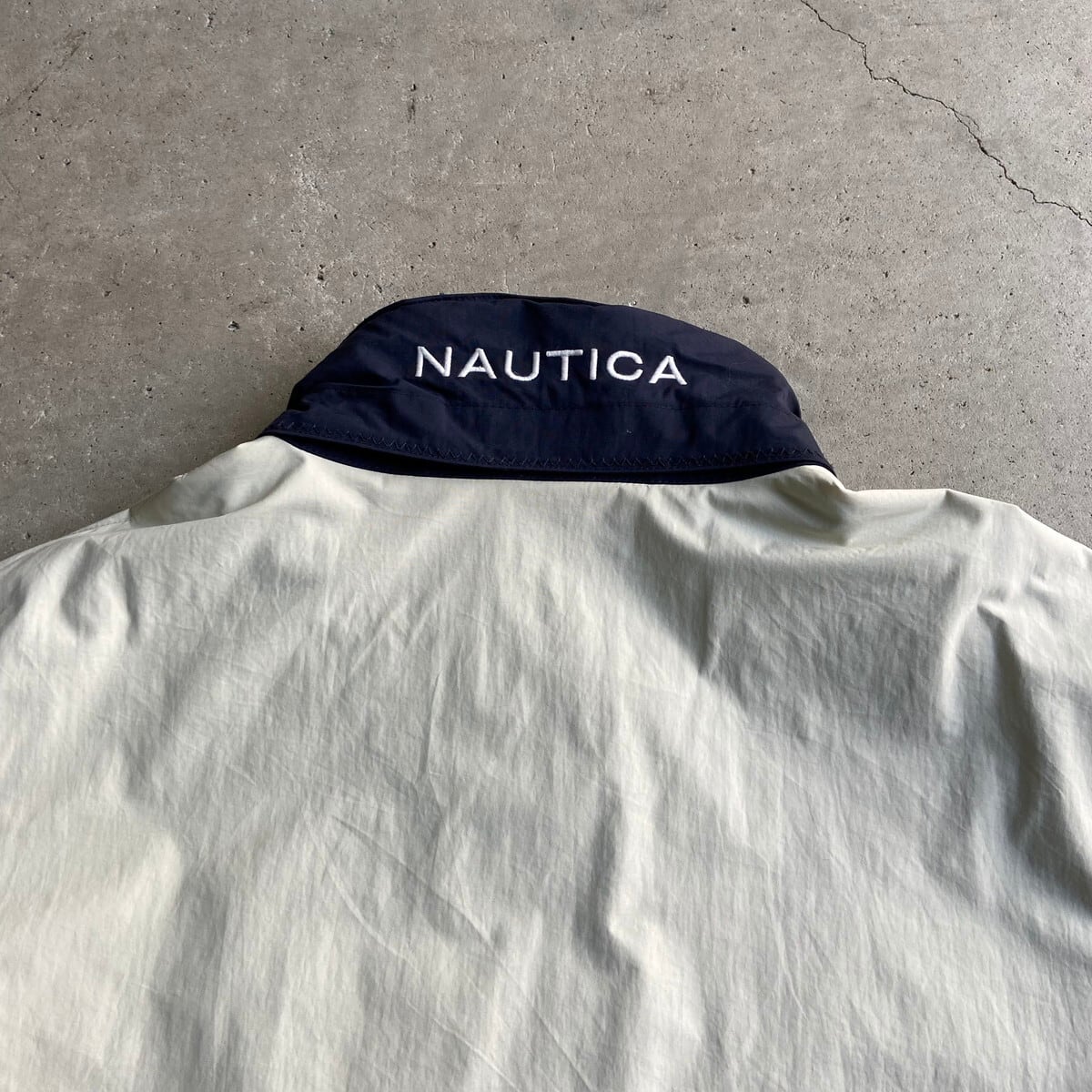 80s NAUTICA コットンジャケット ベージュ×ホワイト XL natur.com.uy