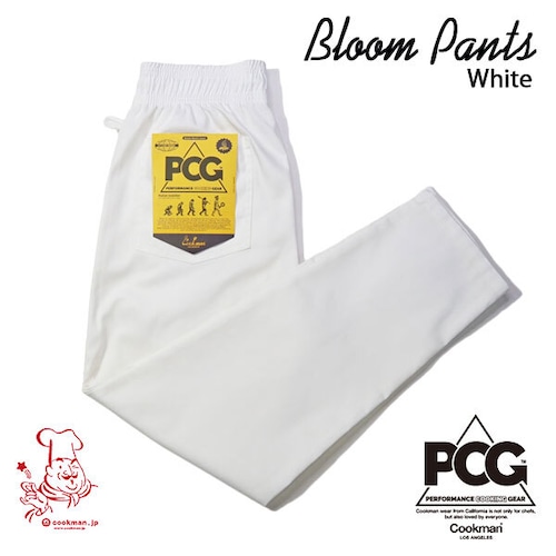 Chef pants Bloom Pants White シェフパンツ ブルームパンツ ホワイト 撥水 通気性 クイックドライ UNISEX 男女兼用 Cookman クックマン イージーパンツ アメリカ