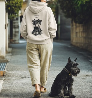 シュナウザー　黒シュナヘッドホン　ジップパーカー