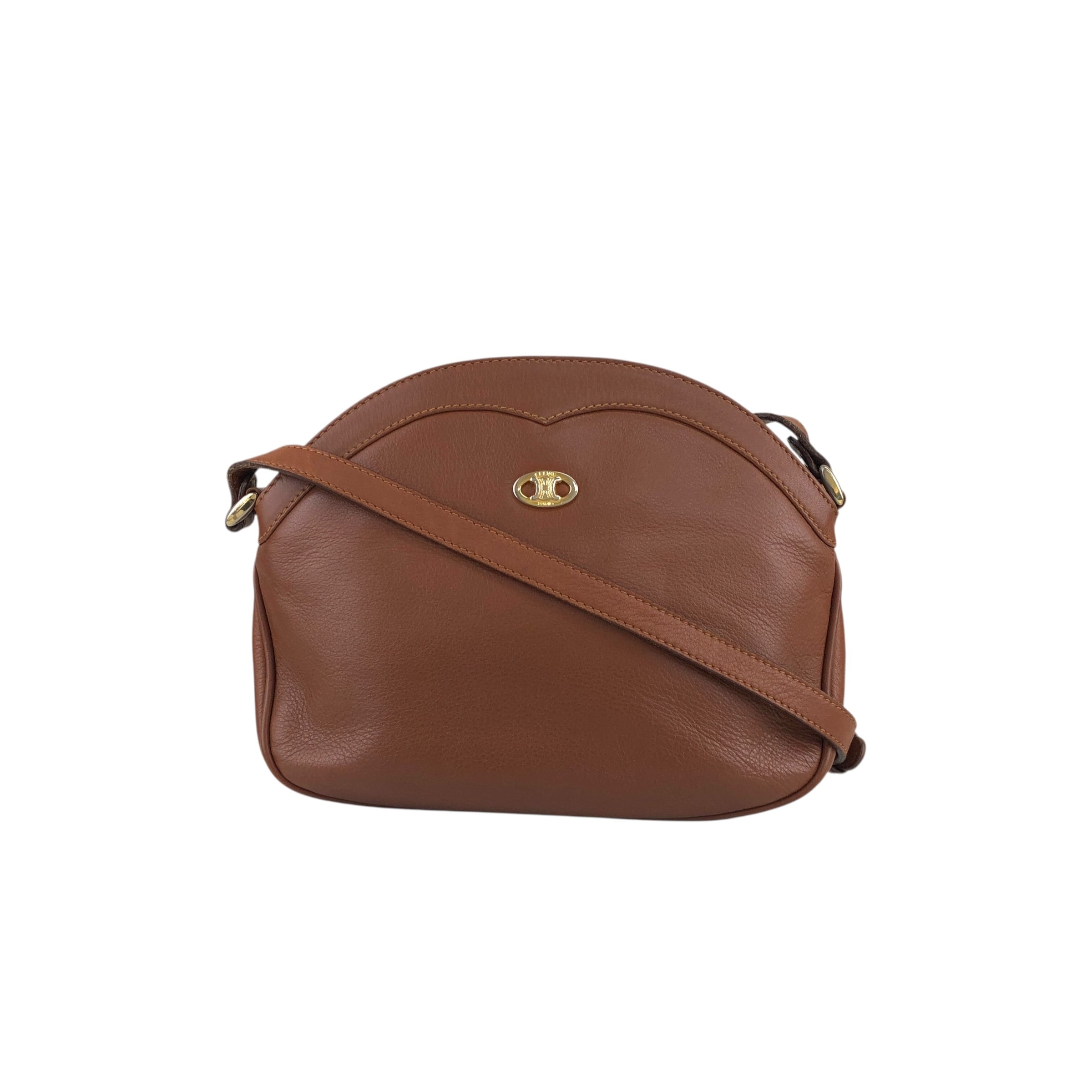 CELINE ボディバッグ ブラウンレザー CELINE セリーヌ ショルダーバッグ ブラウン ブラゾン レザー vintage