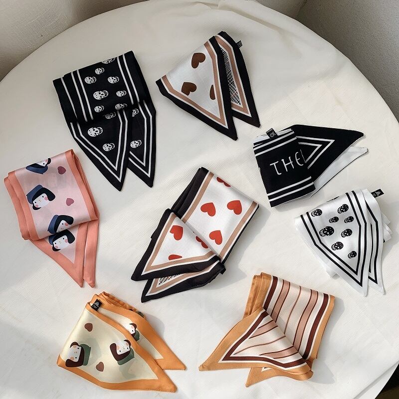 スカーフ ヘアバンド サマースタンダードストライプ レトロ 夏物 ヘアアクセサリー シルク 多機能 マルチファンクション ブラック・アイド・ピーズ65346430946