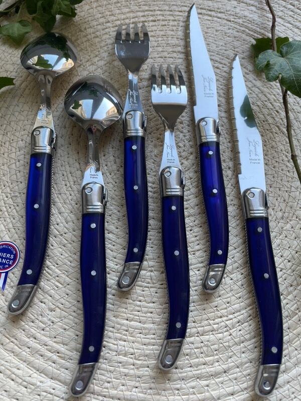 パリブルー色 Laguioleラギオールカトラリー ナイフ2本フォーク2本