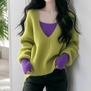 Bi-color Knit Pullover 502590