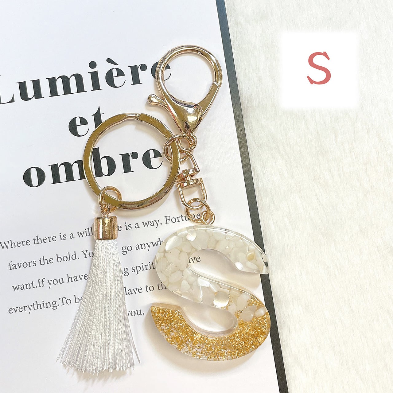 イニシャルチャーム ストーン(ホワイト) | follow Inc.