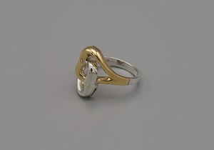 「Tiffany & Co.(ティファニー)」 Double Heart　Combo　Ring – Size 11 / Sterling Silver 925, K18（ダブルハート　コンビ　リング（11号・シルバー925, K18）