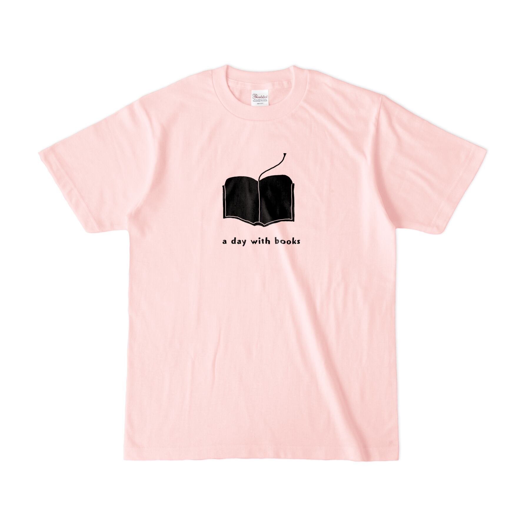 Tシャツ「a day with books」（ピンク、各サイズ）