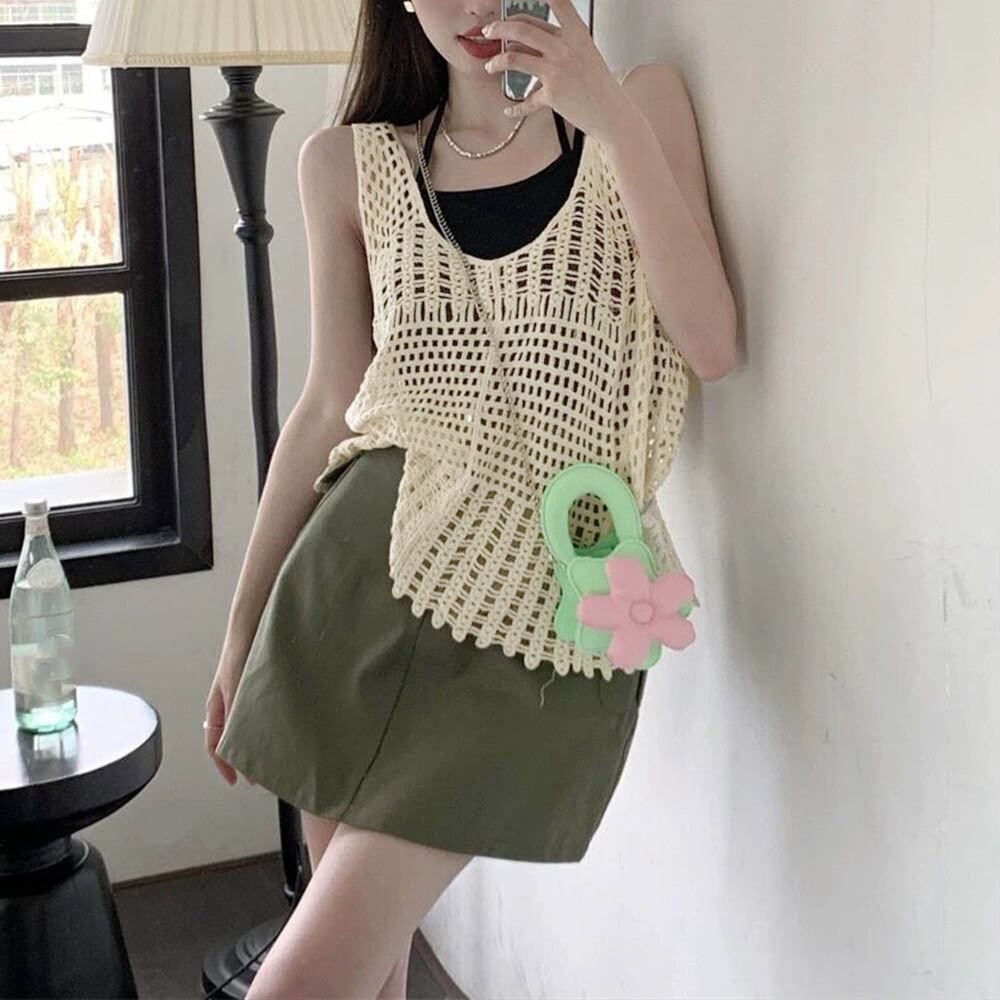 透かし編み ニット タンクトップ レディース 春夏 トップス おしゃれ かわいい 大人 きれいめ 透け感 ビスチェ 重ね着 メッシュ 大人可愛い 大人女子