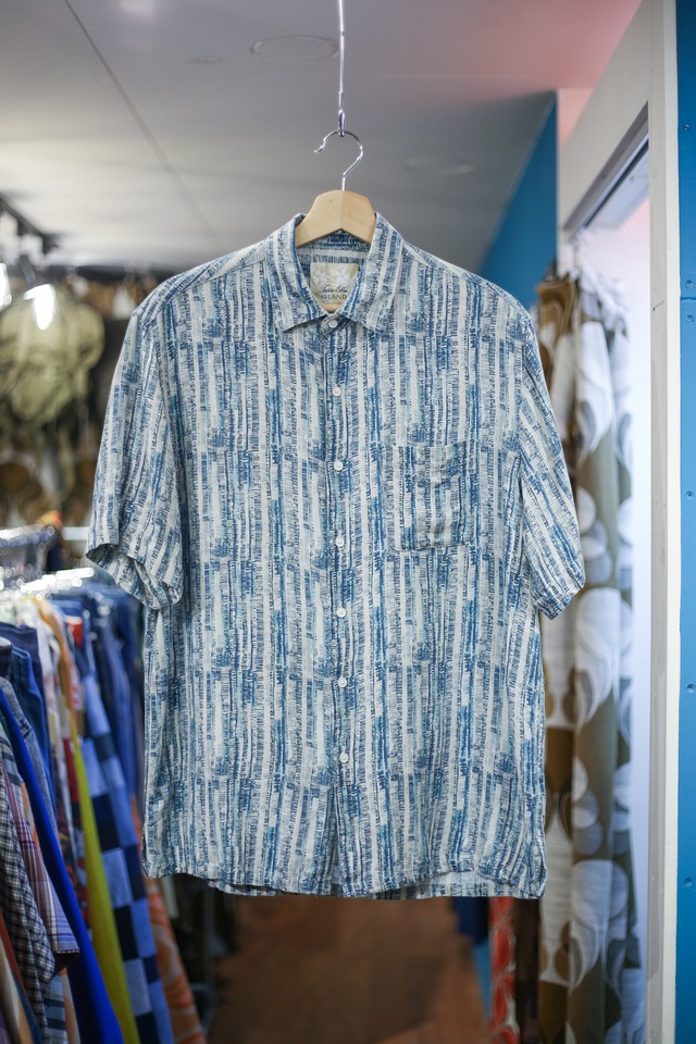Blue fade stripe silk aloha shirt