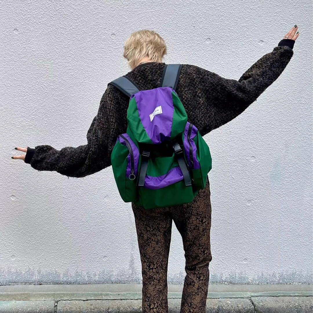 Retro Colorblock Waterproof Hiking Backpack – Large Capacity Travel Pack (FD042)